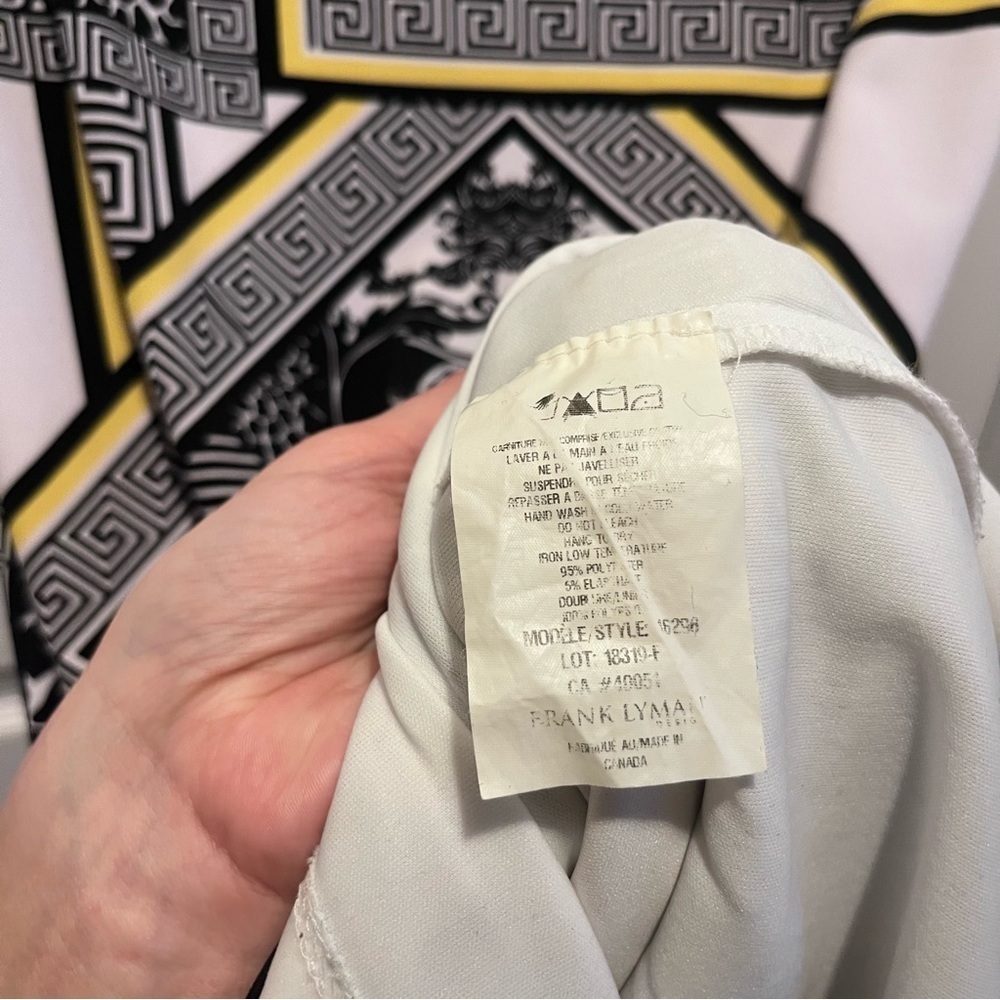 Frank Lyman Dress shift sleeveless Black Yellow Women 12 Large print geometric - Picture 3 of 4
